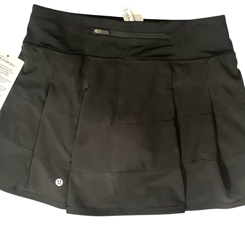 NWT Lululemon Pace Rival MR Skirt Long Black Size 4 Tennis Skirt